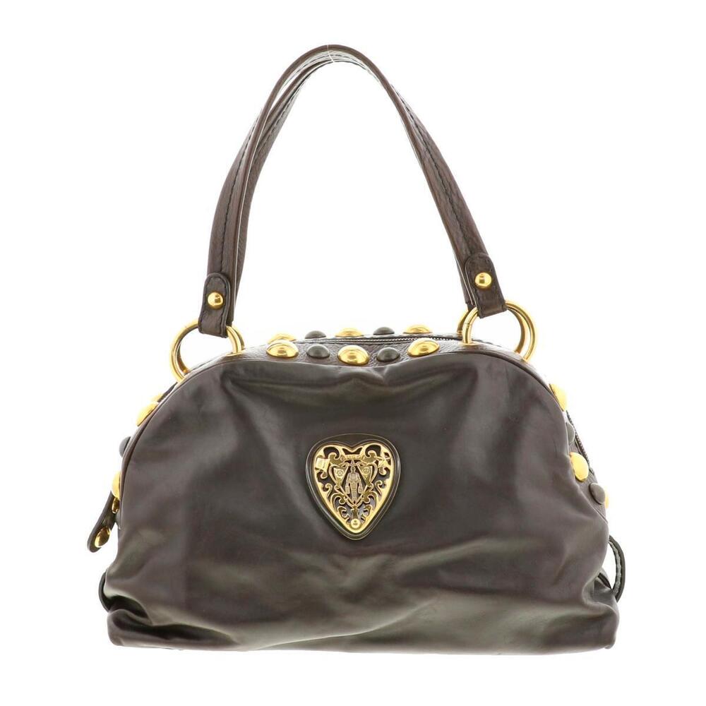 GUCCI Hysteria Leather Handbag Brown